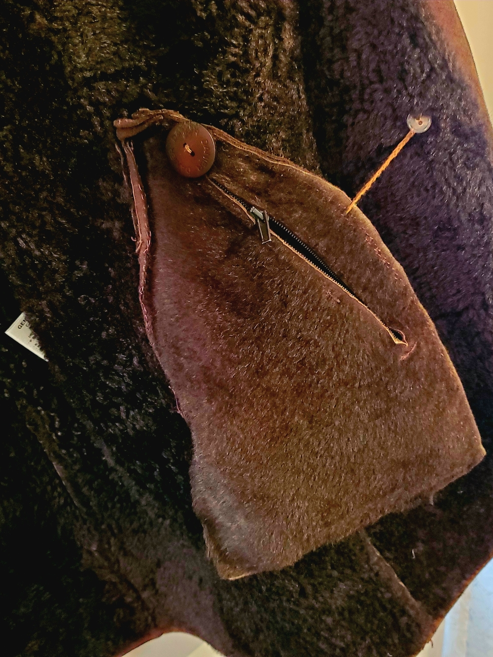 Danier Brown Sheep Skin Suede Shearling Lined Jacket Women Small - Picture 7 of 10